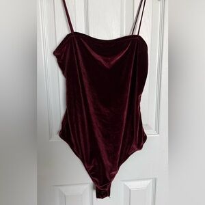Rue21 Velvet Burgundy Bodysuit